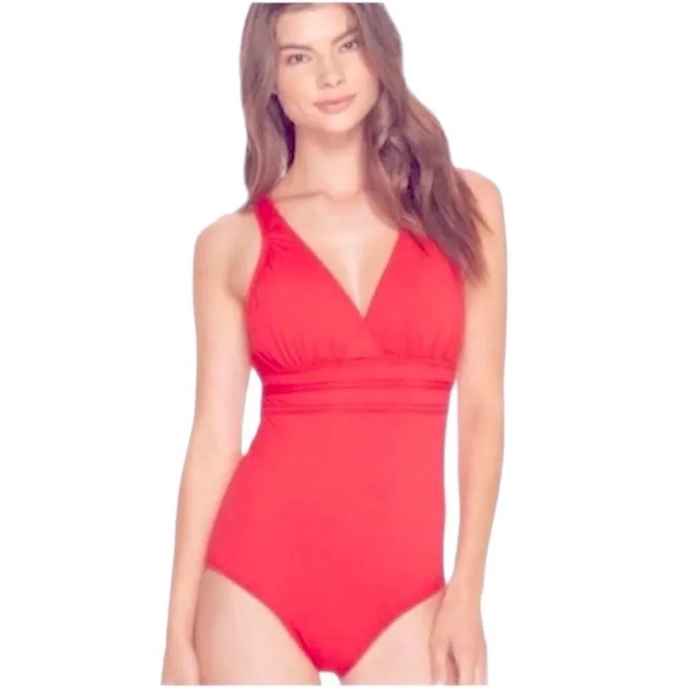 Athena Swim Athena Red One Piece New Swimsuit Sz 16